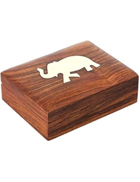 Indischer Elefanten-schmuckkasten - Schwenkbar Holzkästchen 11,4 x 8,2 x 3,1 cm - handgefertigten Schmuckkästchen