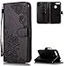 Produktbild Handyhülle für Huawei Honor 7A Leder,Huawei Honor 7A Hülle,FNBK Blumen Flip Wallet Stand Case Card Leder Tasche Karteneinschub Magnetverschluß Kratzfestes Schwarz Schutzhülle für Huawei Honor 7A