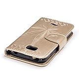 BONROY® Huawei Y5C Hülle ,Maple Leaf Prägemuster Folio Schutzhülle Tasche PU Leder Schale Tasche Magnet Silikon Back Cover Etui Standfunktion Handytasche Slim-Schutzhülle Mit Karten /Geldscheinfach Handy Etui Flip Tasche Für Huawei Y5C - 