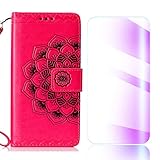 The Grafu Galaxy J6 2018 Case, Flip Leather Cover Card Slot Holder with KickStand and Free Tempered Glass Screen Protector for Samsung Galaxy J6 2018, Rose Red