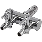 Balacoo 2 Wege Aquarium auslass sauerstoff Edelstahl hebel luftpumpe Splitter zubehör Silber 4mm