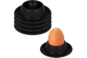 Vicloon Coquetiers, Lot de 4 Coquetiers en Silicone Noir, Support Oeuf a La Coque, Portable Ronde Oeuf Tasses Porte, Lavable, Coquetier Oeuf Empilables, Coquetiers pour Petit Déjeuner