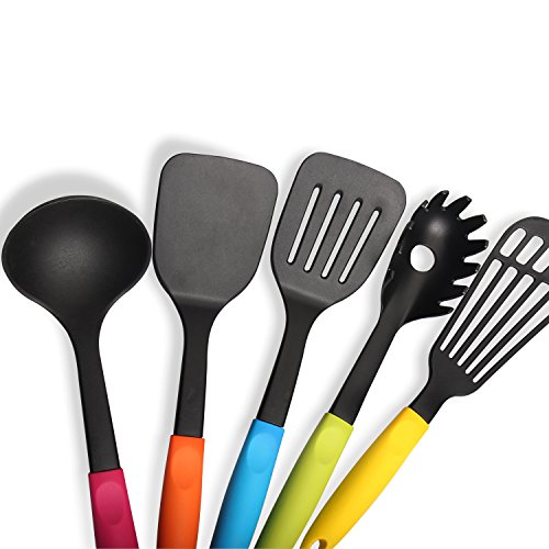 Aqi Küchenartikel Set 5 Stück Silikon Flexible Pfanne Löffel Spatel Pasta Löffel Schaufel in solide und hitzebeständige Material