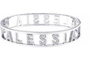 Stellazeta Bracciale Donna con Nome in Acciaio Inossidabile Anallergico Ideale per Regalo Braccialetto Donna con luminosi cristalli di vetro Braccialetti Donna Rigidi con Chiusura a Molla