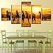 Produktbild guutop HD Gedruckt Dekor Schlafzimmer Gemälde Wand 5 Stücke Tier Pferd Familie Sonnenschein Sonnenuntergang Naturlandschaft Modulare Leinwand Bilder Kunst