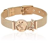 SUNIANA - Mesh Armband Set mit Charms || Travellove || individuell erweiterbar (Rosegold)