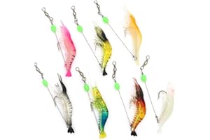 BIAEHIPATE 7 Pcs Fishing Lures Set 7 Colors Shrimp Bait Shrimp Lures Fishing Kit Shrimp Fishing Lure with Hooks Fishing Tackle for Freshwater Saltwater Bass Trout Catfish Salmon Lures