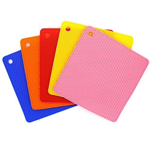 YIAN Topfuntersetzer 5 Stück Silikon Topflappen Topfschoner multifunktional und hitzebeständig - 2