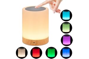 omitium Luz Nocturna de LED, Lámpara de Mesita de Noche Inteligente Recargable por USB Diseño de Control Táctil Portátil para la Cuarto de Los Niños Dormitorio Acampar - Blanco Cálido