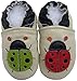 Carozoo Ladybug Cream Soft Sole Leather Baby Toddler Infant Kids Shoes Slippers Booties 6-12M