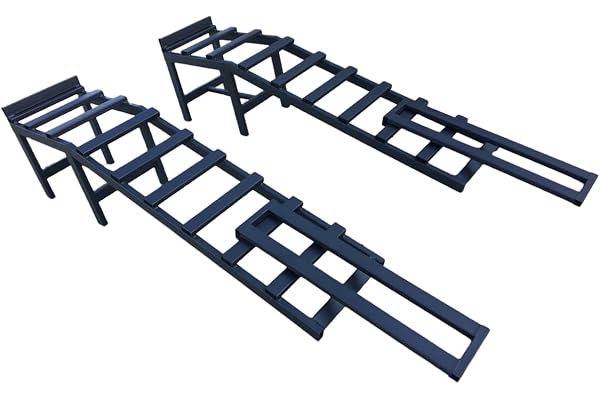 MajdTech 2X Rampes Voiture 4000 kg avec Extensions | Rampes Acier Low‑Profile Antidérapantes pour Voitures, SUV, 4x4, Utilitaires | Hauteur 330 mm | Idéal pour Vidange & Atelier
