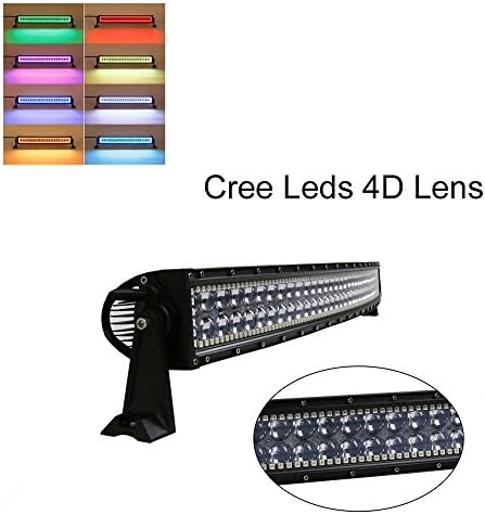 Colorbarz® 52"300W Curved 4D Cree Led Light Bar spot led lights with RGB halo Ring Kit Strip for Off-Road Truck Agriculture Vehicle Emergency &amp; Rescue Vehicle Boat and Free wiring harness