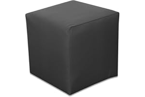 Best for Home - Sitzhocker | Bodenkissen Hocker | Sitzwürfel Kunstleder | Fußhocker Wohnzimmer Gepolstert | 40x40x40 | Holzwerkstoff (Dunkelgrau)