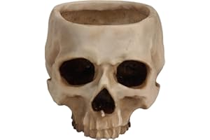 Gobesty Maceta de Cabeza de Calavera, Resina Calavera de Halloween Figura Maceta macetero escenas decoración Cuenco de Caramelo