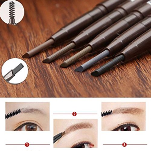 Trillycoler Automatisch Wasserdicht Gedrehte Make Up Stift Eyeline Augenbrauenstift + Pinsel (Schwarz 1#) - 3