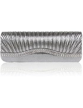 Damara® Damen Faltenwurf Lang Strass Abendtasche In Einfarbig