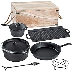 TecTake® Lot de 9 pièces poêle casserole en fonte