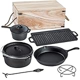 TecTake Lot de 9 pièces poêle casserole en fonte