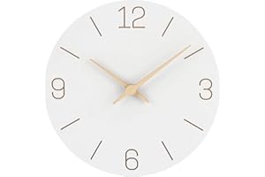 VINILITE Wooden Wall Clock Non Ticking Silent Wall Clocks Modern Wall Clocks for Living room, Kitchen, Bedroom, 30cm Bathroom Decoration