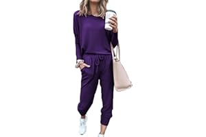 SotRong Women's 2 Piece Long Sleeve Tracksuit Loungewear Set Plus Size Crew Neck Sweatshirt and Drawstring Baggy Jogger Pant