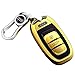 Produktbild Kunliyin YY1 Audi Schlüsselanhängerhülle mit Schlüsselanhänger, kompatibel mit Audi Keyless Remote Control Smart Key Series A6L/Q5/A5/A7/A8/A4/S5/S6, Yellow-With Metal