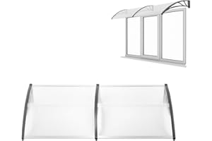 HENGMEI Front Door Canopy Outdoor Awning Arched Canopy Rain Shelter 200 x 100 cm, Grey frame