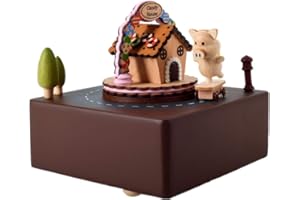 Chonor Scenari Innovativo Carillon di Legno, Premium Creativo Mano Manovella Artigianato in Legno Scatola di Musica Migliore Regalo e Decorazioni Idea per Il Compleanno, Natale - Maiale Felice