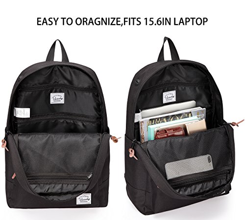 Vaschy Schulrucksack Unisex Leichte Rei  fest Rucksack Reiserucksack Passt 15 6 Zoll Laptop -Schwarz