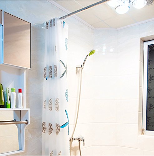 Duschvorhang Anti-Schimmel,Wasserabweisender Stoff PEVA wasserdicht ,waschbar Antibakteriell Badvorhang Wasserabweisender Stoff-Duschvorhang Duschvorhang mit 12 Duschvorhangringe für Badezimmer shower curtains Waterproof 180 x 200 cm - 3