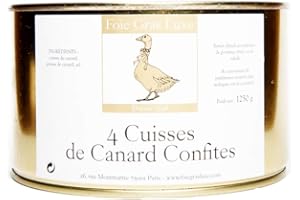 FOIE GRAS LUXE Confit de Canard du Sud-Ouest - 4 cuisses - 100% Landes FRANCE - SANS Conservateurs, SANS additifs, SANS OGM - 3/4 personnes (1.25)
