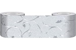 VISITRYL Adesivo da parete per carta da parati impermeabile in PVC battiscopa per cucina e bagno decorazione da parete bordo per lavagna tagliata, vite d'argento, 5 x 500 cm