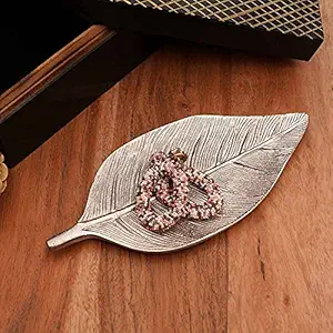 Jaipur Market Silver Catalpa Leaf Tray Home Decorative Showpiece