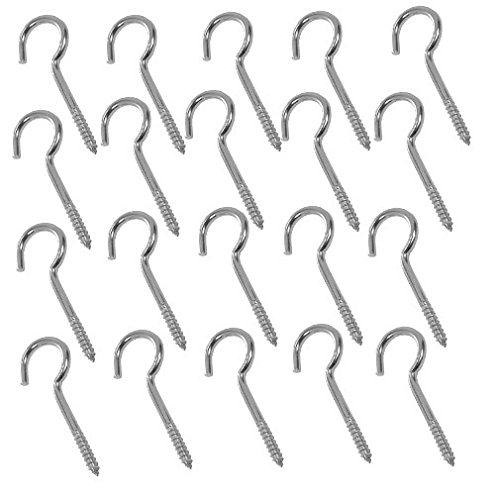 Preisvergleich Produktbild 20 Stück Schraubhaken gebogen 50 mm A4 Edelstahl massive Deckenhaken Wäscheleinenhaken