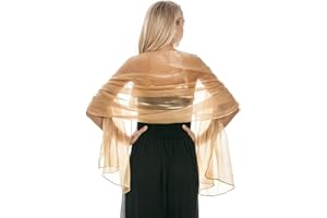 Aukmla Chales y envolturas de satén sedosos para boda, bufanda de pashmina, estola mantón para novias, damas de honor, bodas, fiestas de noche, vestidos formales, Champaign Gold, talla única