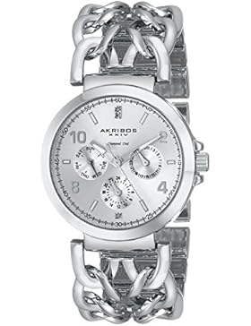 Akribos XXIV Damen-Armbanduhr Lady Diamond silberfarbenes mit Link Armband