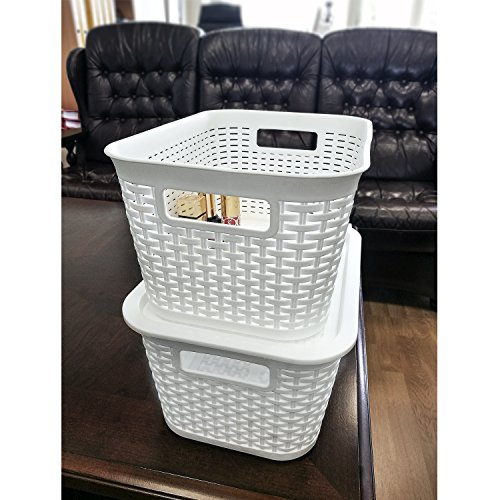 Tatkraft Petit Stilvolle Stapelbare Badezimmerkorb Aufbewahrungskorb mit Deckel Rattan-Optik 6L - 4