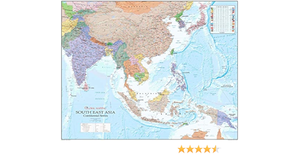 Map With Asia On The Left Continental Series: South East Asia - Wall Map : Amazon.co.uk: Stationery &  Office Supplies