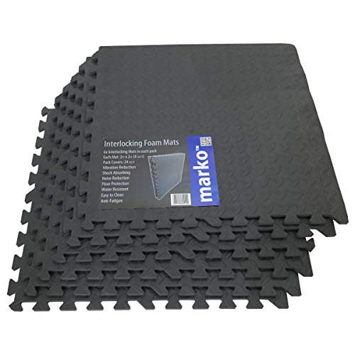 24 Sq Ft Interlocking Foam Mats Tiles Gym Play Garage Workshop Floor Dark Grey