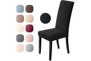 EOZAKAVOD Pokrowce na Krzesła 6 Sztuki Pokrowiec na Krzesło do Jadalni Uniwersalne Rozciągliwy Pokrowców na Krzesła Zmywalny Zdejmowane do Wesele Jadalni Hotele Imprezę (6 Sztuki,Czarny)