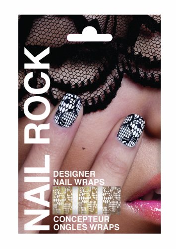 Nail Rock Gold Lace on White Nail Wraps