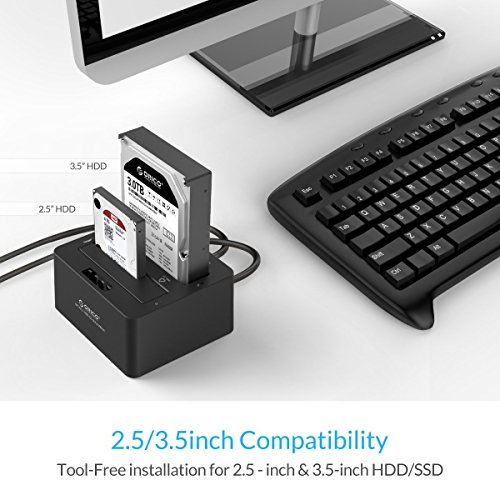 ORICO USB 3.0 zu SATA Dual Festplatten-Dockingstation mit UASP für 2,5″ und 3,5″ SATA III HDD und SSD, Offline-Klonfunktion - 3