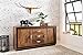 Produktbild Design Sideboard Kara Sheesham Massivholz mit Kunstleder 160x44x80 cm Anrichte im rustikalen Landhausstil Kommode mit Schubladen Türen