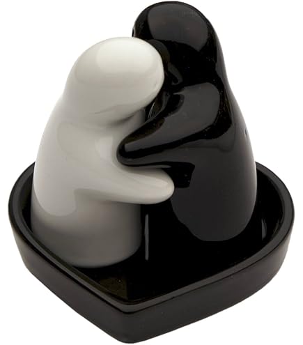 Pylones Peper- En Zoutstel - Hugcats Zwart-Wit, Porselein En Siliconen, Cadeau Voor Keuken