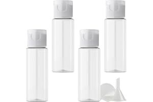 PQPAUTY 4 Piezas 20ml Recargable Transparente de plástico Botellas con Tapa Abatible Transparente Botellas para lociones como cremas hidratantes jabones líquidos champús geles