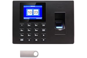 Aktivstar Control Horario Empleados, Máquina de Fichar con Pantalla LCD, Memoria USB de 8GB, Máquina de Asistencia Biométrica con Capacidad de 1000 Huellas