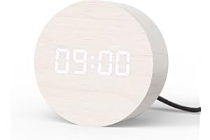 aboveClock Reloj Despertador Digital, Despertador con 3 alarmas,Pantalla LED, Temperatura, Control de Voz, USB y Funciona con Pilas para Dormitorio, Oficina