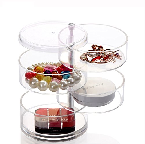 Schönes Leben* Acryl Kosmetik Organizer Kosmetik Aufbewahrungsbox Cosmetic Storage Box Transparent 4 drehbare Fächern für Haargummi, Nagellack, Schmuck Aufbewahrung - 6