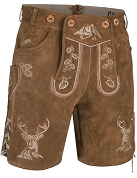 PAULGOS Herren Trachten Lederhose + Träger, Echtes Leder, Kurz in 3 Farben Gr. 44-60 HK4