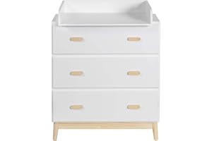 Rebecca Mobili Fasciatoio con Cassetti, Mobile con Fasciatoio, Bianco Marrone, MDF Pino, Compatto, con 3 Cassetti - Misure HxLxP: 100 x 80 x 42 cm - Art. RE6983