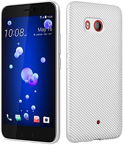 Xiu7 HTC U11 Case, [Carbon Fiber Texture] Ultra Slim Protective Back Case Cover for HTC U11 [Drop Protection] [Anti Slip] [Scratch Resistant]-Silver